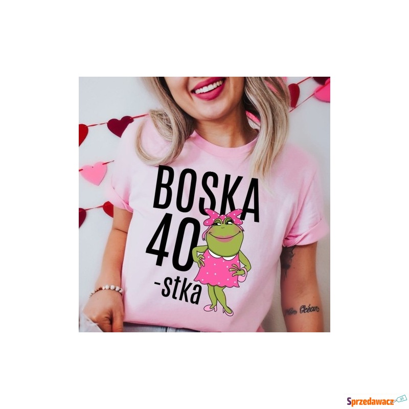 damska koszulka na 40 urodziny boska 40 z żabą... - Bluzki, koszule - Konin