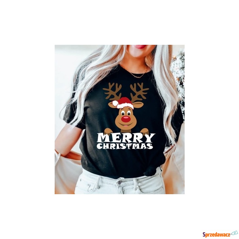 świąteczna koszulka z reniferem merry christmas - Bluzki, koszule - Sianowo