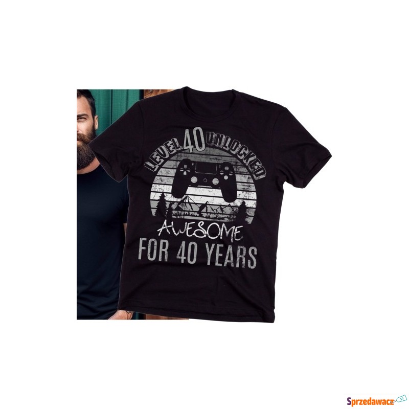 Męska koszulka na 40 urodziny LEVEL 40 UNLOCKED - Bluzki, koszulki - Piekary Śląskie