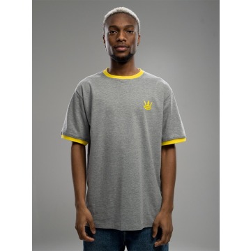 T-Shirt Męski Jigga Wear Contrast Szary / Żółty