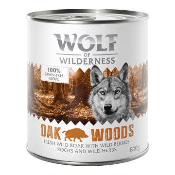 Wolf of Wilderness Adult, 6 x 800 g - Oak Woods, dzik