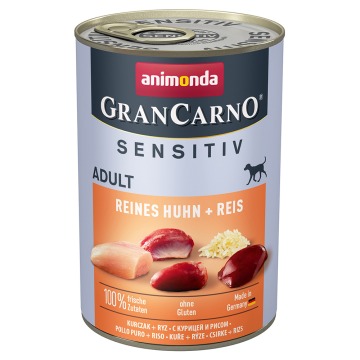 animonda GranCarno Adult Sensitive, 6 x 400 g - Kurczak i ryż