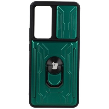 Etui Bizon Case Camshield Card Slot Ring do Xiaomi 12T, zielone