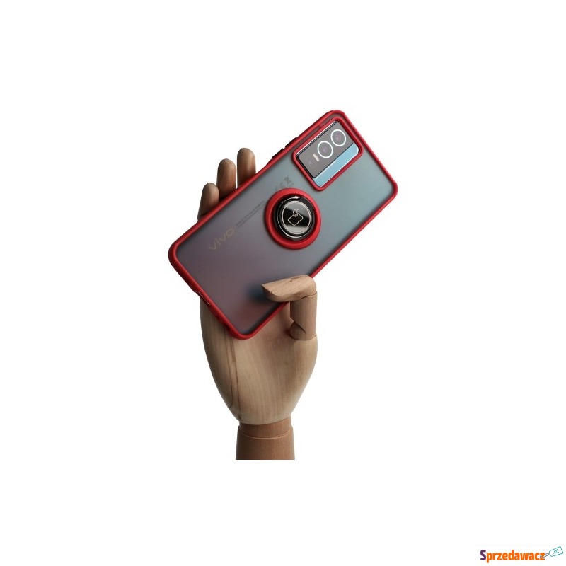 Etui Bizon Case Hybrid Ring do VIVO Y76 5G, czerwone - Etui na telefon - Zielona Góra