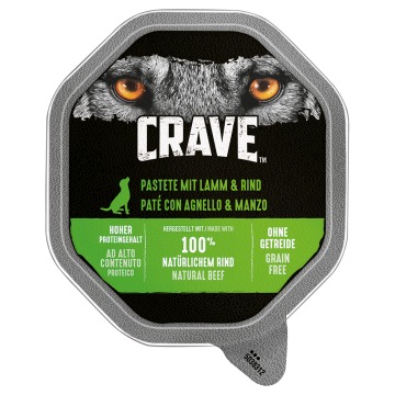 Crave Adult paszteciki dla psa, 10 x 150 g - Jagnięcina i wołowina, 10 x 150 g