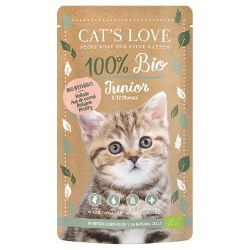 Cat's Love Bio, 6 x 100 g - Junior, Biodrób