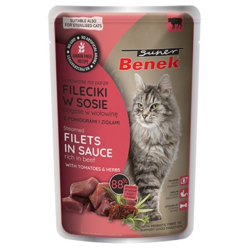 Korzystny pakiet Super Benek filety gotowane na parze, 56 x 85 g - Wołowina z pomidorami
