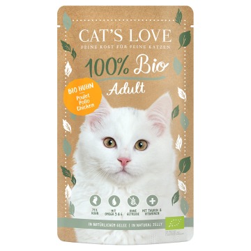 Cat's Love Bio, 6 x 100 g - Adult, Biokurczak