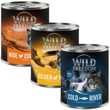 Wild Freedom Adult, 6 x 800 g - bez zbóż - Pakiet mieszany (2 x kurczak, 2 x czarniak, 2 x królik)