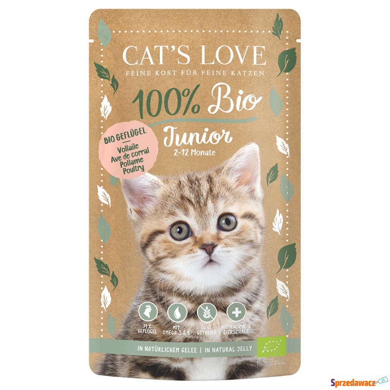Cat's Love Bio, 6 x 100 g - Junior, Biodrób - Karmy dla kotów - Głogów
