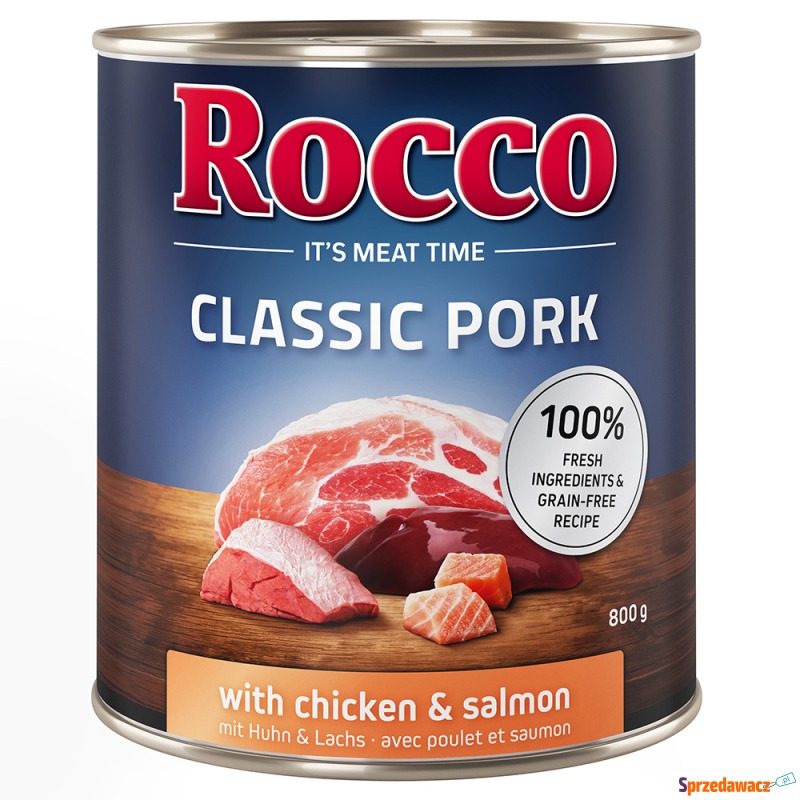 Rocco Classic Pork, 6 x 800 g - Kurczak i łosoś - Karmy dla psów - Koszalin