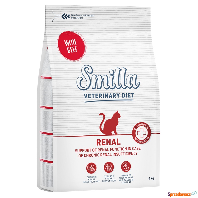 Smilla Veterinary Diet Renal, wołowina - 2 x 4... - Karmy dla kotów - Leszno