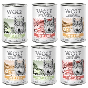 Wolf of Wilderness Adult “Expedition”, 6 x 400 g - Pakiet mieszany
