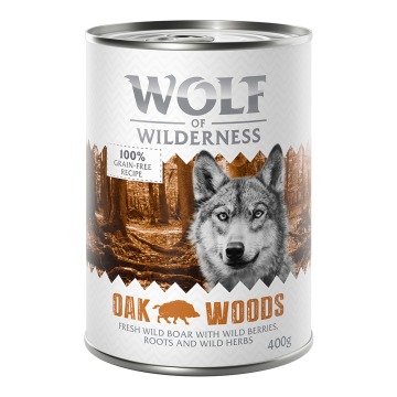 Wolf of Wilderness Adult, 6 x 400 g - Oak Woods, dzik