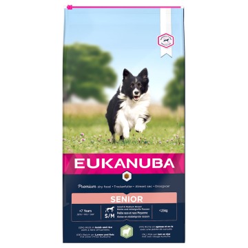 Dwupak Eukanuba Small & Medium Breed - Senior Small & Medium Breed, jagnięcina i ryż, 2 x 12 kg