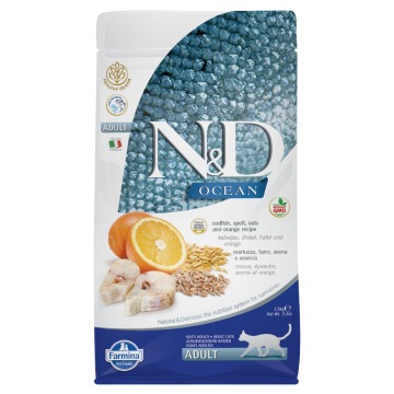 Farmina N&D Ocean Adult, dorsz ze zdrowymi zbożami i pomarańczą - Pakiet ekonomiczny: 3 x 1,5 kg