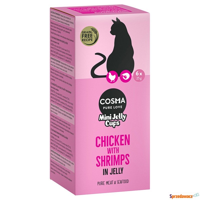 Cosma Mini Jelly Cups, 6 x 25 g  - Kurczak/krewetki - Przysmaki dla kotów - Legnica