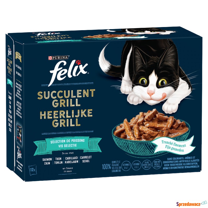Felix Tasty Shreds w sosie, 12 x 80 g  - Rybne... - Karmy dla kotów - Brzeg