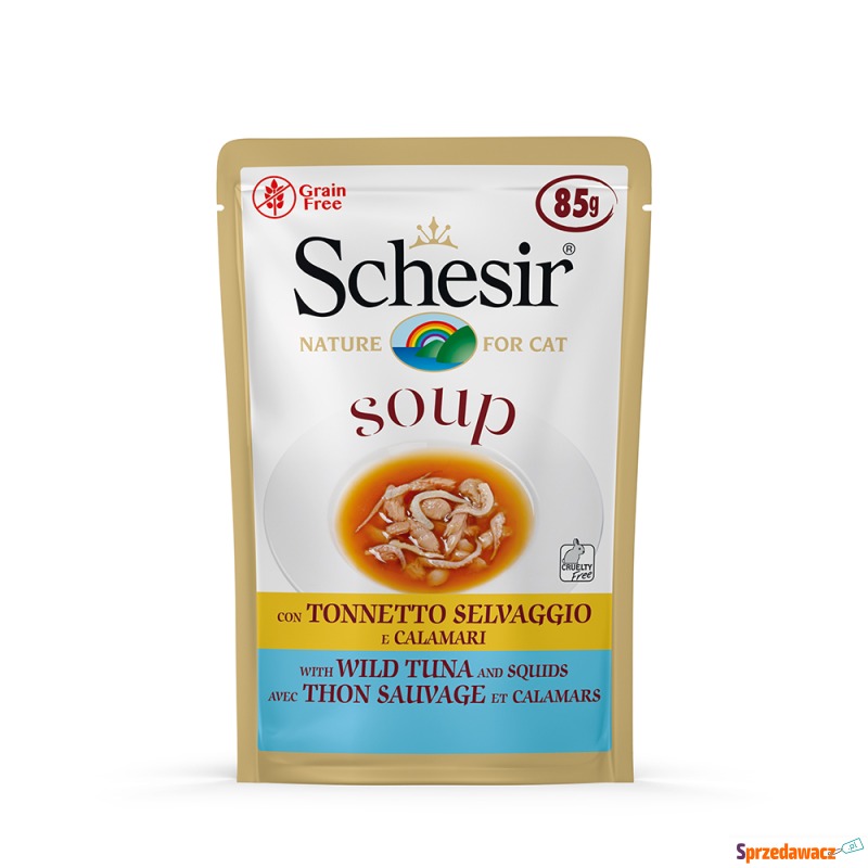 Schesir Cat Soup, 6 x 85 g - Dziki tuńczyk z sepią - Karmy dla kotów - Rybnik