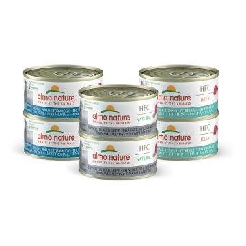 Megapakiet Almo Nature HFC Natural, 24 x 70 g - Pakiet mieszany z tuńczykiem (3 smaki)
