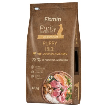 Fitmin Dog Purity Rice Puppy, jagnięcina z łososiem - 12 kg