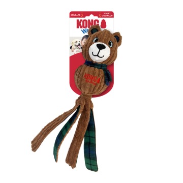 KONG Holiday Wubba™, sztruksowy niedźwiadek - Dł. 37 cm, Ø 9 cm