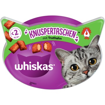 Whiskas Temptations, chrupiące poduszeczki - Indyk, 4 x 60 g