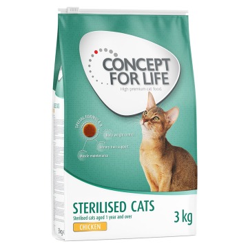 3 kg Concept for Life, karma sucha w super cenie! - Sterilised Cats, kurczak - ulepszona receptura