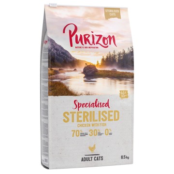 Dwupak Purizon karma dla kota, 2 x 6,5 kg - Adult Sterilised dla kota, kurczak i ryba