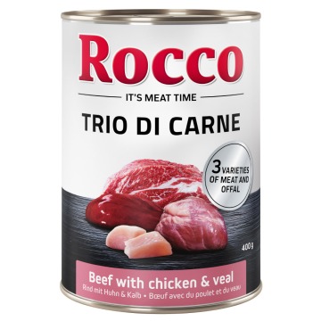 Megapakiet Rocco Classic Trio di Carne, 24 x 400 g - Wołowina, kurczak i cielęcina