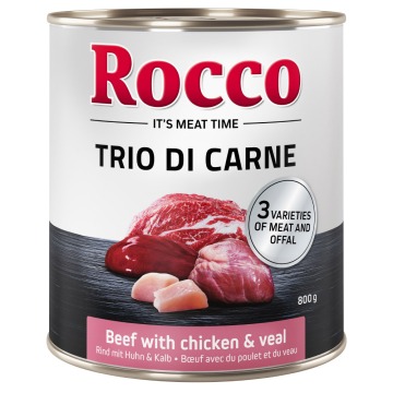 Rocco Classic Trio di Carne, 24 x 800 g - Wołowina, kurczak i cielęcina, 6 x 800 g