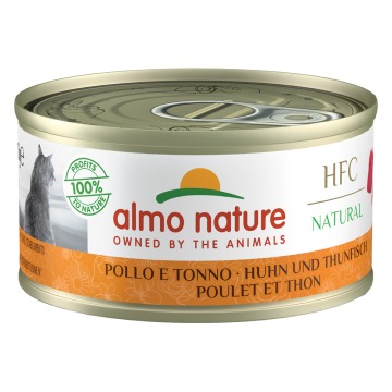 Megapakiet Almo Nature HFC Natural, 24 x 70 g - Kurczak i tuńczyk