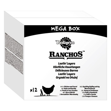 Pedigree Ranchos, pałeczki do żucia, 40 g - 12 x Kurczak z marchewką