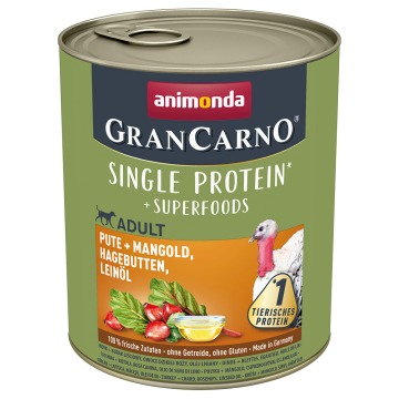 Megapakiet animonda GranCarno Adult Superfoods, 24 x 800 g - Indyk, burak liściowy, owoce dzikiej ró