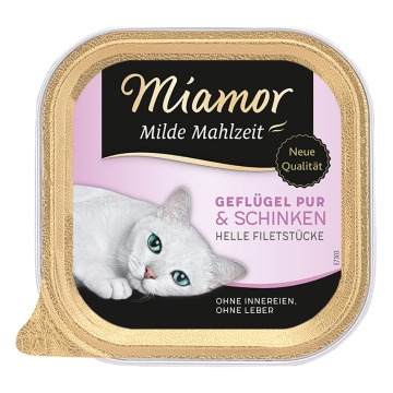 Miamor Milde Mahlzeit, 6 x 100 g  - Drób z szynką