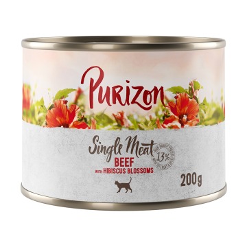 Purizon Single Meat, 12 x 200 g - Wołowina z kwiatami hibiskusa