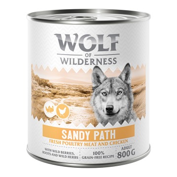 15 + 3 gratis! Wolf of Wilderness, karma mokra, 18 x 800 g - Adult “Expedition”, Sandy Path - Drób z
