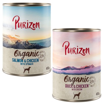 Korzystny pakiet Purizon Organic, 24 x 400 g - Pakiet mieszany II: 12 x biokaczka i biokurczak, 12 x