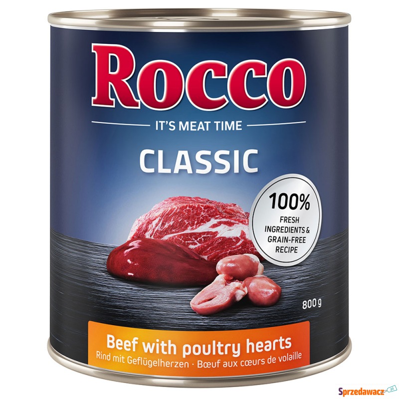 Rocco Classic, 6 x 800 g - Wołowina i serca drobiowe - Karmy dla psów - Rypin