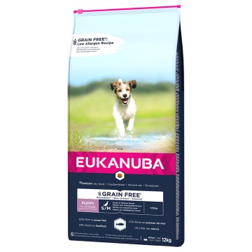 Eukanuba Grain Free Puppy Small/Medium Breed, z łososiem - 12 kg