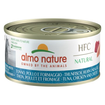Megapakiet Almo Nature HFC Natural, 24 x 70 g - Tuńczyk, kurczak i ser