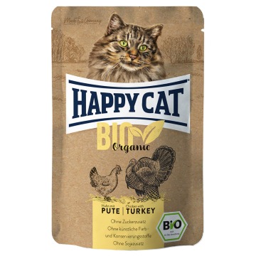 Happy Cat Bio w saszetkach, 6 x 85 g - Biokurczak i bioindyk