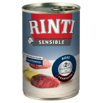 Megapakiet RINTI Sensible, 24 x 400 g - Konina i wątróbka drobiowa z ziemniakami