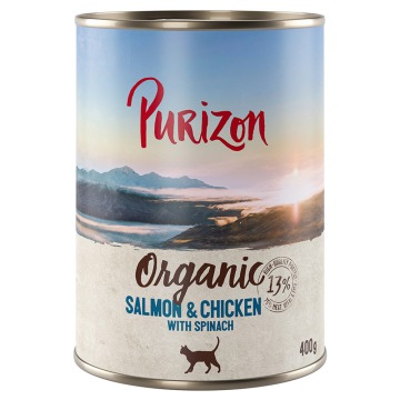 Purizon Organic, 6 x 400 g - Łosoś i kurczak ze szpinakiem