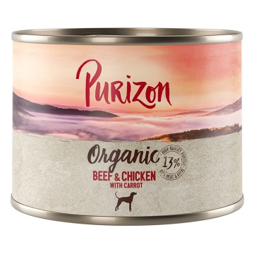 Korzystny pakiet Purizon Organic, 24 x 200 g - Wołowina i kurczak z marchewką