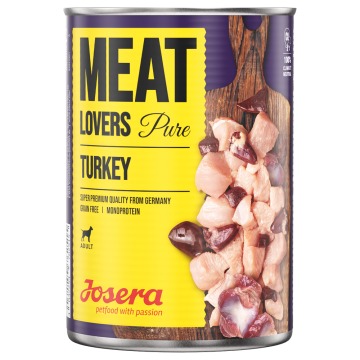 Megapakiet Josera Meatlovers Pure, 12 x 400 g - Indyk