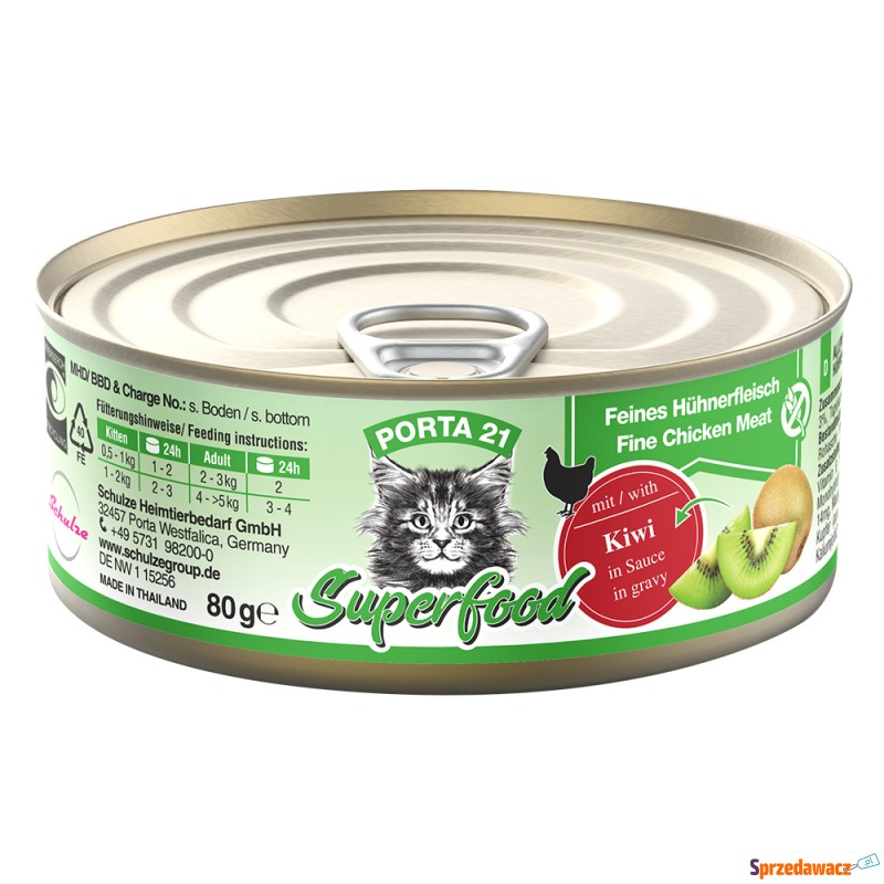 Porta 21 Superfood, 6 x 80 g - Kurczak z kiwi - Karmy dla kotów - Płock
