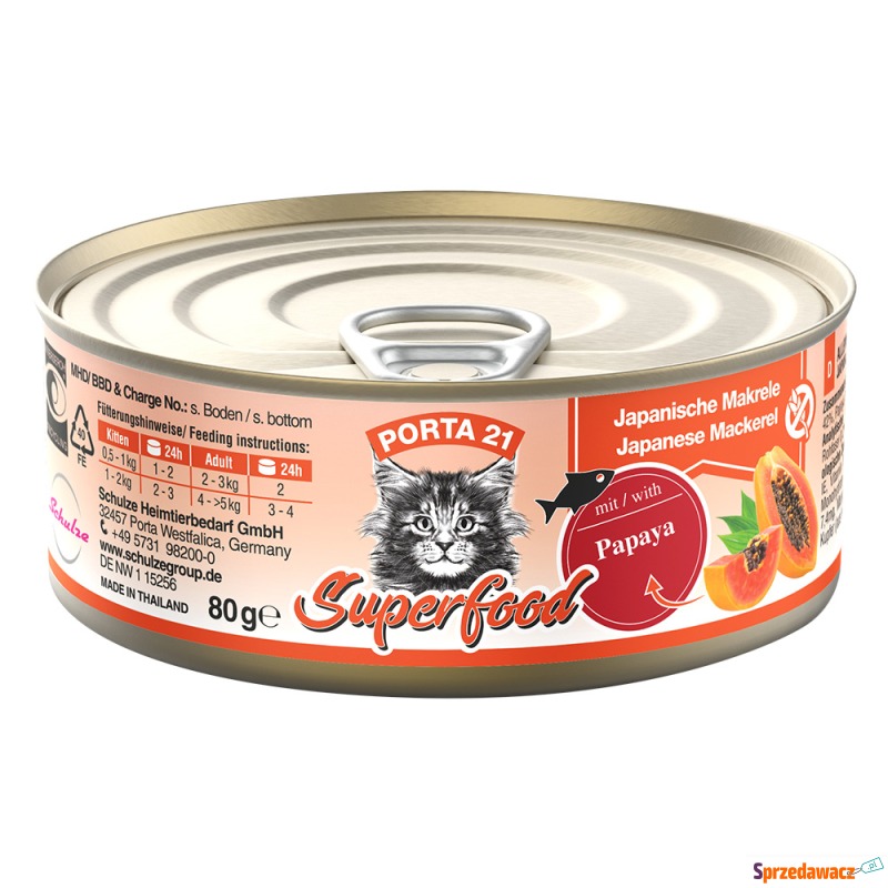 Porta 21 Superfood, 6 x 80 g - Makrela z papają - Karmy dla kotów - Częstochowa