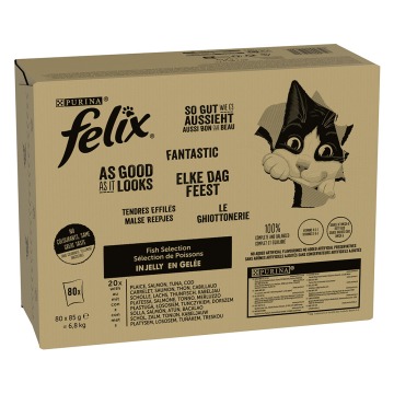 Pakiet Felix w galarecie, So gut wie es aussieht, 80 x 85 g - Rybne smaki (gładzica, łosoś, tuńczyk,