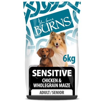 Burns Adult & Senior Sensitive, kurczak i pełnoziarnista kukurydza - 6 kg